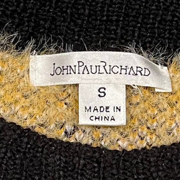 John Paul Richard cozy eyelash sweater yellow plaid S academic fuzzy academia - Picture 5 of 7